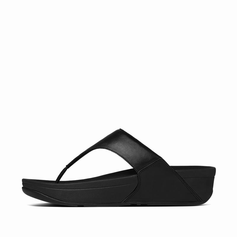 FitFlop Lulu Leder Schwarz - FitFlop Zehentrenner Damen Sale [XTNB-83456]